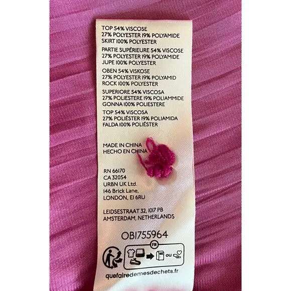 Anthro Pink Pleated Midi Dress Mock Neck Fit & Flare XL - Picture 6 of 6